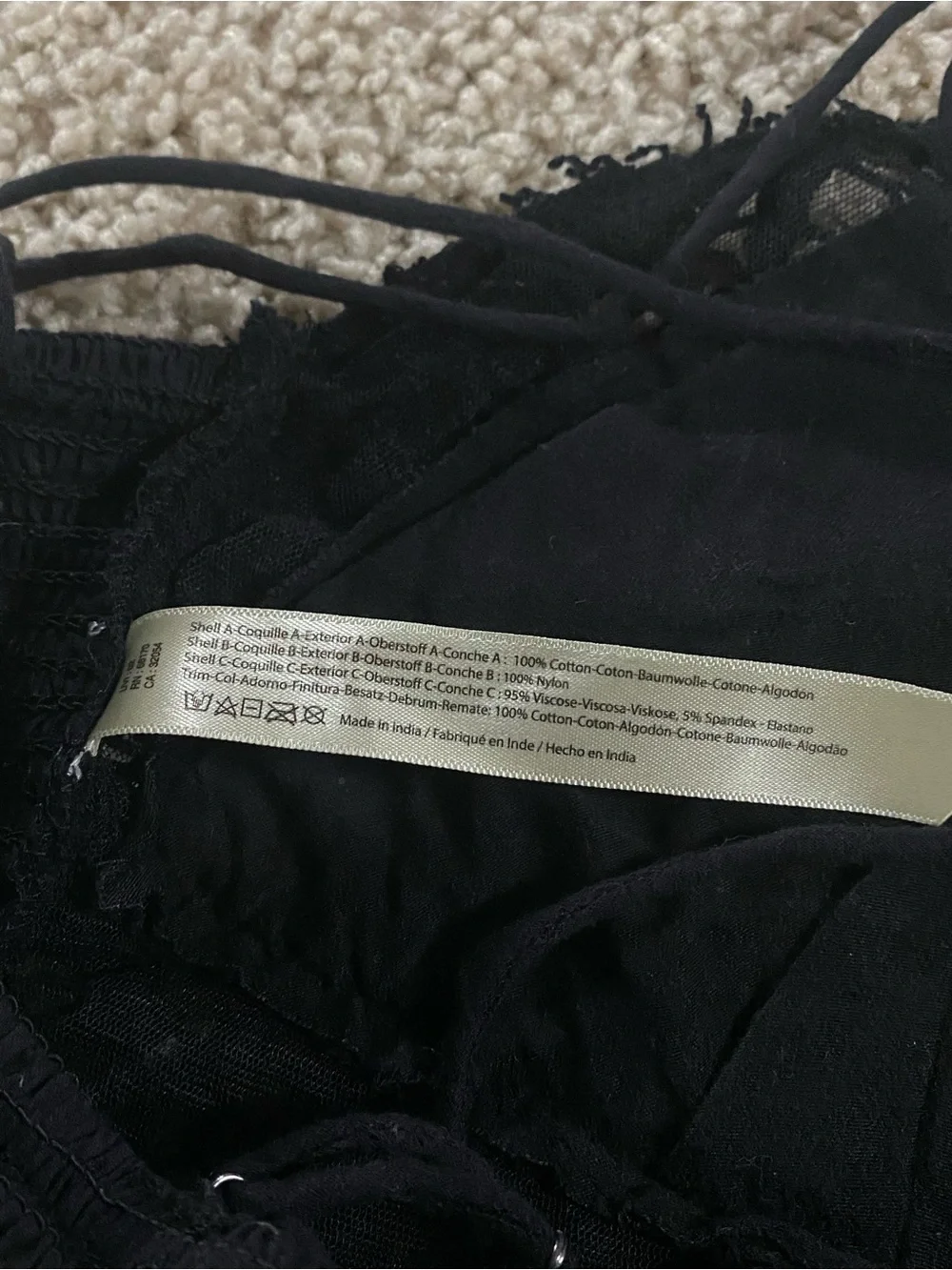 Free People Small Black Ilektra Lace Bralette Small FP Fall Festival Boho